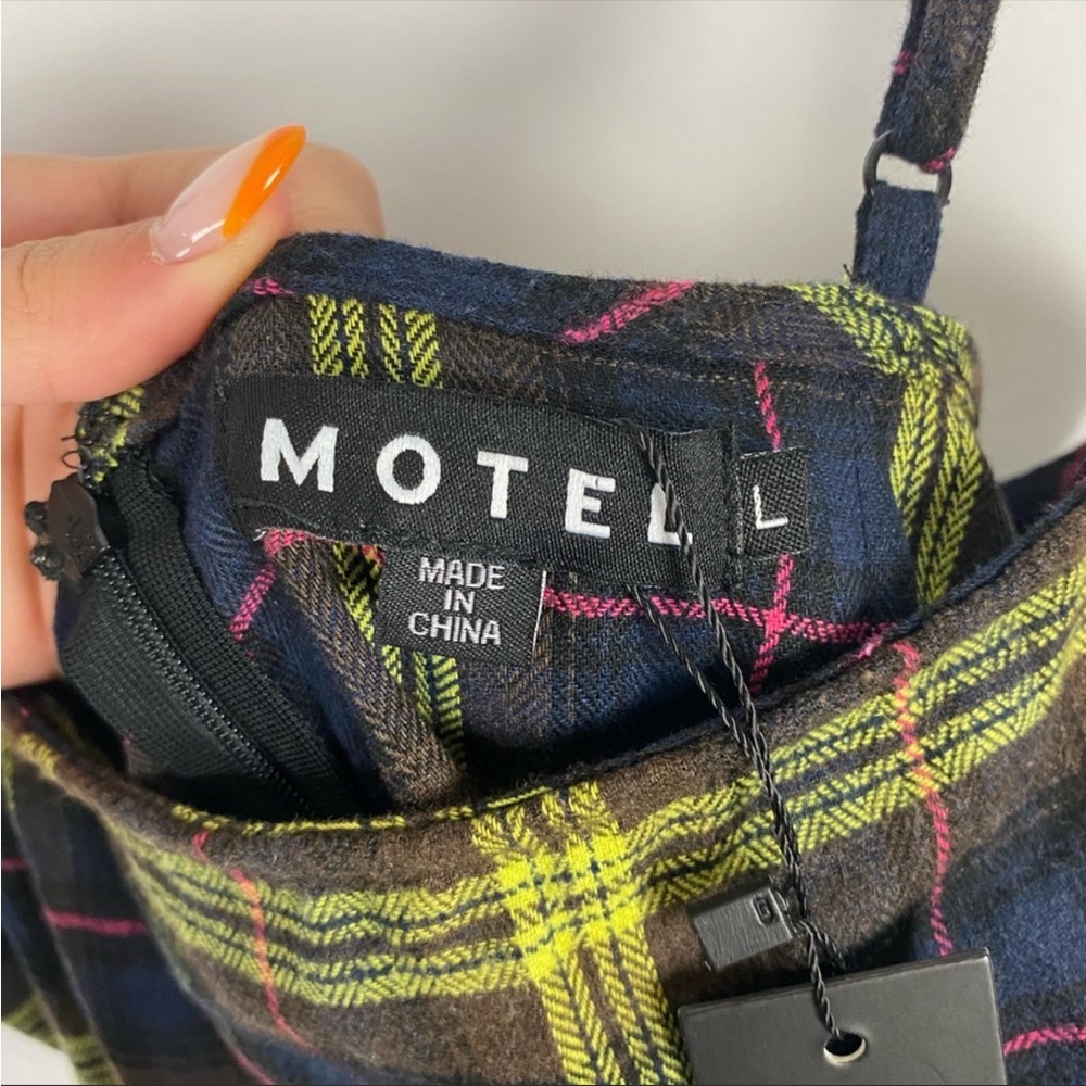 Motel Rocks Kaoya Dress Brown Yellow Check Size Large - Picture 4 of 6